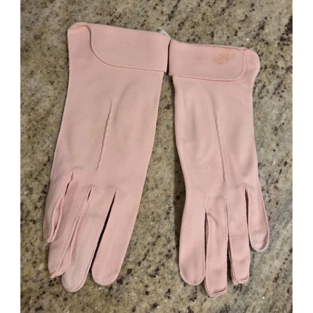 New! Vintage Women's Size L/XL Pink Stretch Formal Gloves Cuffed *Flaws*